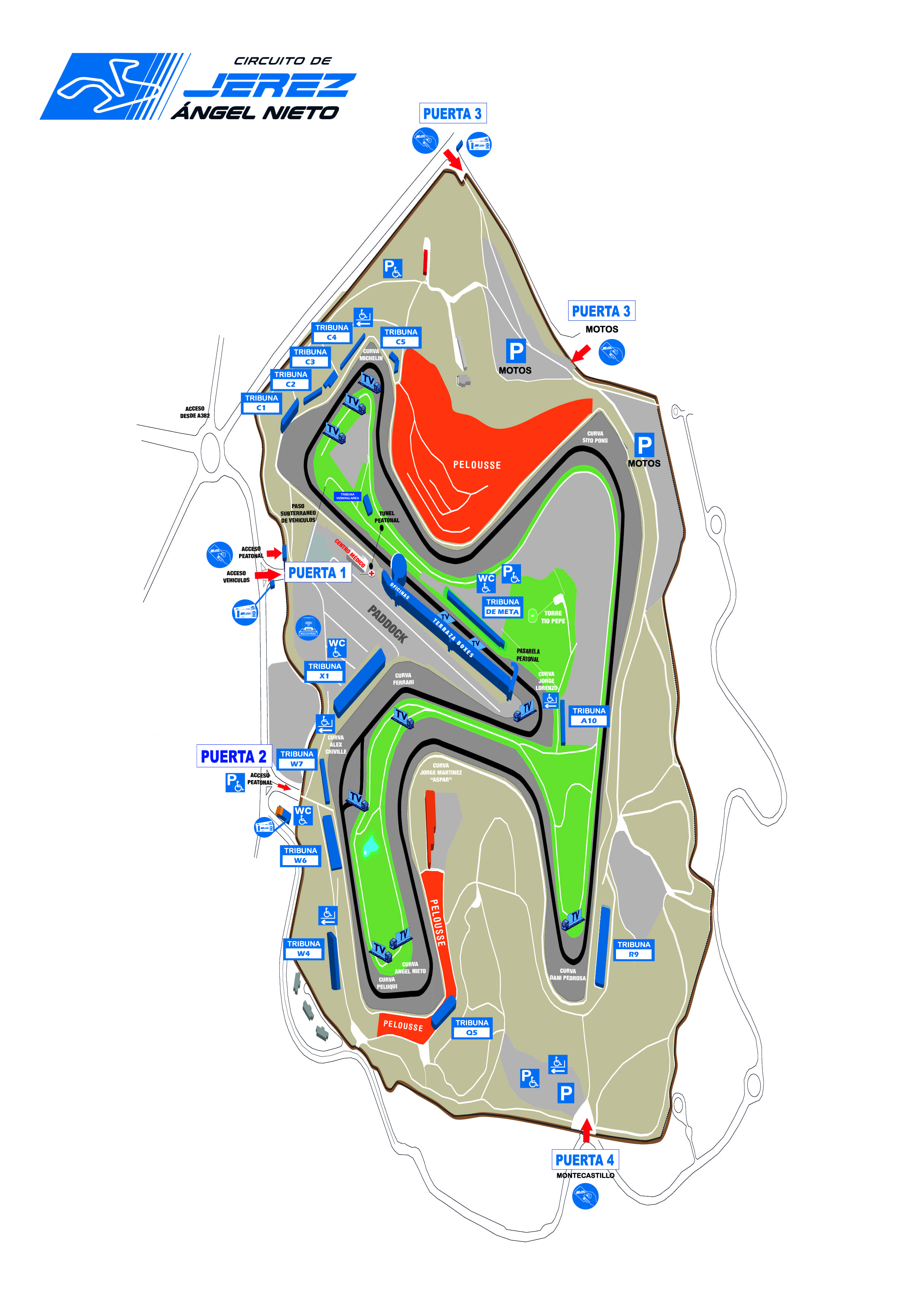 Ubicación de las tribunas de Jerez Plano tribunas circuito de Jerez